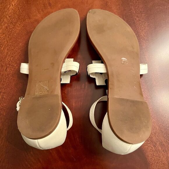 EEUC Tory Burch Phoebe Snakeskin White Thong Sandals Shoes Size 6.5 - Picture 6 of 7